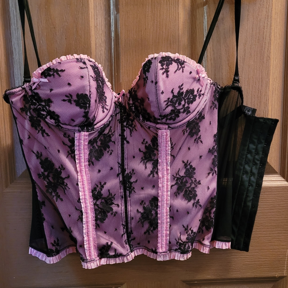 Pink and Black Structured Lace Bra